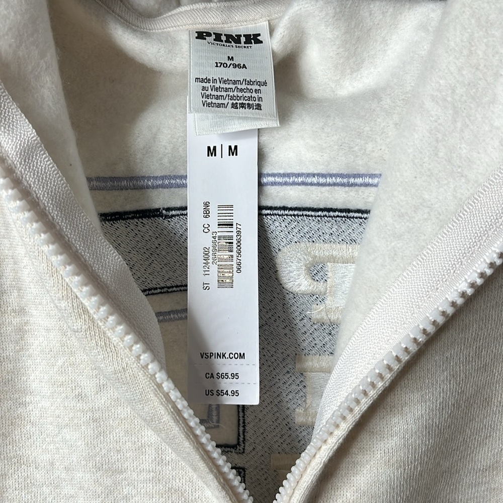 Victoria’s Secret Pink Zip Up Hoodie Sweatshirt size M NWT - Picture 5 of 5